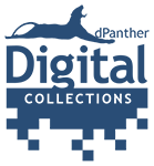D Panther Logo Blue panther above blue pixels